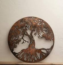 Tree Of Life Metal Sign 2 Ft Metal Wall Art Tree With Etsy Round Wall Art Metal Tree Wall Art Tree Wall Art