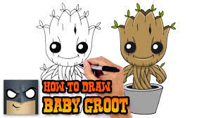 Here presented 52+ baby groot drawing images for free to download, print or share. How To Draw Baby Groot Guardians Of The Galaxy Youtube