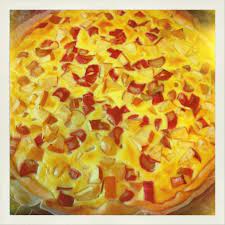 a homemade rhubarb apple pie swiss style svizzera