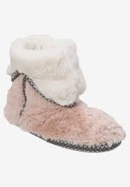 Dearfoams Faux Fur Fold Down Slipper Bootie Plus Size Ankle