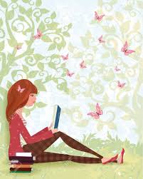 Hermosa estudiante chica estudiar, leer libro en casa. Cute Girl Is Reading A Book Under Tree With The Stack Of Books Royalty Free Cliparts Vectors And Stock Illustration Image 45687460