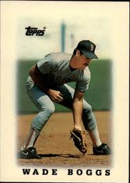 This set was identical in design to the regular 1987 topps baseball issue, with a color player photo is framed by a faux wood grain border. 1988 Topps Mini Leaders 1 Wade Boggs Nm Mt