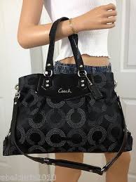 Black And Grey Coach Purse Coach Ashley Large Black Gray Signature Dotted Carryall Shoulder Bag Purse Cheap Coach Bags Coach Purses Outlet Cheap Coach Handbags