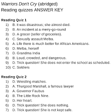 Even though this is a children's book, melba's story is still a brutal read. Warriors Don T Cry Reading Quizzes 5 Readings Teachnovels Com