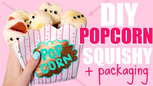 Diy Popcorn Squishy With Packaging In 2020 Diy Popcorn Homemade Squishies Diy