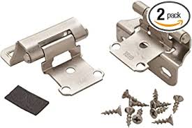I could not find a hinge like this anywhere in my area. Amerock Bpr7566g10 Self Closing Partial Wrap Hinge With 1 4 Inch 6mm Overlay Satin Nickel Pack Of 2 Cabinet And Furniture Hinges Amazon Com