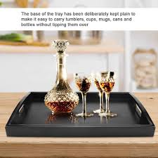 Il est en métal argenté. M Plateau De Service A Eau En Bois Pour The Grand Plateau De Service A The En Bois Pour Petit Dejeuner Avec Poignee Pour Restaurant A La Maison Pratique Durable N Oir Assiettes