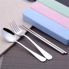 Jual sendok set jerami, sendok set jerami promosi, sendok jerami, sumpit jerami, garpu jerami, harga murah dan gratis pengiriman area jakarta Sendok Set Stainless Steel Spoon Travel Garpu Sumpit Set Termurah Alat Makan Anak Set Alat Makan Shopee Indonesia