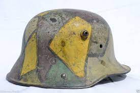 This Is A German Wwi Helmet Wwi Marked The Beginning Of Using Camouflage This Of Which Is The Geometric Variety World War One Dazzle Camouflage German Helmet