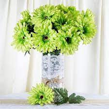 4 Bush 28 Pcs Lime Green Gerbera Daisy Artificial Flowers In 2021 Artificial Flowers And Plants Gerbera Daisy Artificial Flowers