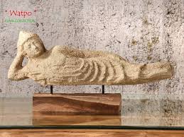 Watpo Liegender Buddha Auf Teakholz Sockel Sandstein Flair Collection Buddha Buddha Dekoration Teak Holz