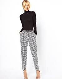 Asos Black And White Gingham Dress Asos Trousers In Monochrome Check Fashion Black And White Pants Clothes