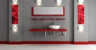 Minimalist Grey And Red Bathroom Rendering The Art Picture Bathroom Red Gray Bathroom Accessories Red Bathroom Decor
