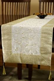 Hand Embroidered 72 Inch By 17 Inch Table Runner Beige Etsy Embroidered Table Runner Table Runners Unique Tables