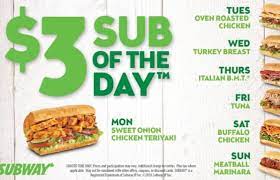 Cold cut combo sandwich combo: Subway Sub Of The Day