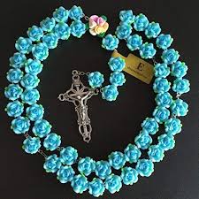Praying the rosary is an important part of communing with god. Elegantmedical Handmade Beautiful Catholic 12mm Bule Soft Cerami Rose Beads Rosary Cross Necklace Box Buy Online In Armenia At Armenia Desertcart Com Productid 102679554