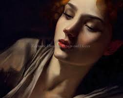 Red Head Victorian Woman Dark Academia Printable Painting : Vintage Moody  Cottagecore, Macabre Decor, Light Academia