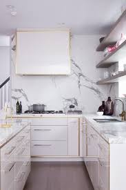 White Kitchen Cabinets With Gold Trim Contemporary Kitchen White Kitchen Marble Backsplash Kitchen Marble White Marble Kitchen