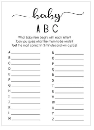 Baby Abc Game Baby Items Game Alphabet Game Baby Shower Etsy Online Baby Shower Funny Baby Shower Games Baby Shower Game Cards