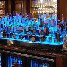 Led Lighted Liquor Shelves Illuminated Home Bar Displays 2 Tiers Bar Shelves Bar Displays Bar Design Restaurant