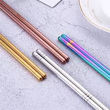 When dining in korea, there is even specific utensil etiquette that you should observe. Glossy Stainless Steel Gold Plated Chopsticks Rose Gold Black Rainbow Square Chopsticks Colorful Stainless Steel Chopsticks T1i826 Chopsticks In Korean Chopsticks In Mandarin From Tina329 1 04 Dhgate Com