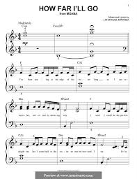 Piano slowly slowly 4 moderately (q= ca. Piano Version How Far I Ll Go From Moana Alessia Cara Por L Miranda Em Musicaneo