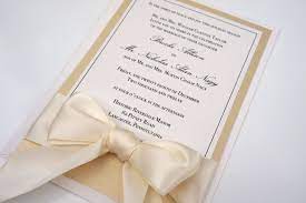 Elegant Traditional Gold Ivory Champagne Classic Ribbon And Bow Wedding Invitations Black Tie Affair Sample 3 5 Invitaciones De Boda Invitaciones Boda