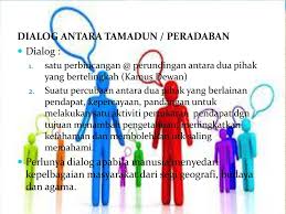For more information and source, see on this link : Kepentingan Dialog Antara Tamadun Sebuah Komunikasi Dua Hala Antara Individu Yang Mampunyai Pegangan Atau Pandangan Yang Berbeza Mengenai Sesuatu Subjek Atau Perkara Yang Tertentu Dengan Tujuan Ingin Mencapai Kebenaran Yang Bertambahan
