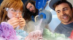 FROZEN SCiENCE with ADLEY and MARK ROBER!! Rainbow ice cream, Freezing  Flowers, & crazy baby rockets