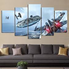Millennium Falcon X Wing 5 Panel Canvas Wall Art Star Wars Panelwallart Com Star Wars Wall Art Star Wars Canvas Painting Star Wars Painting