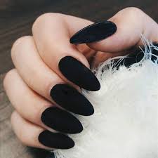 Short Almond Shaped Black Acrylic Nails Debra Krein On Instagram Fresh New Set Of Claws Manimonday Manicure Vscocam Vsco Almond Shape Nails Almond Acrylic Nails Matte Nails Design