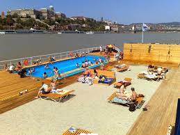 Floating Urban Beach Barge Sets Sail On The Danube River Urban Beach Urban Urban Landscape