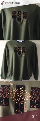 Decorated Originals Olive Green Tree Sweatshirt 2x Sweatshirts Clothes Design Olive Green