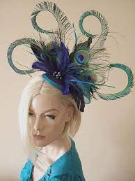 Curled Peacock Fascinator Hatinator Feathers Cluster With Etsy Fascinator Fancy Hats Hat Hairstyles