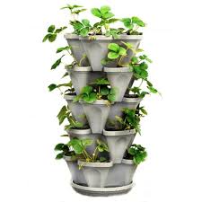 Rectangular stacking plant stand for outdoor or indoor provides a cascading display. Mr Stacky 12 In X 5 5 In Stone Plastic Vertical Stackable Planter 5 Pack P 325 13 5 The Home Depot