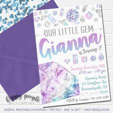 Little Gem Invitation Gemstone Invitation Gem Birthday Invitation Gem Party She S A Gem Par 1st Birthday Invitations First Birthday Invitations Invitations
