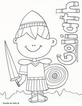 David and goliath coloring pages throwing the stones. David Goliath Coloring Pages Religious Doodles