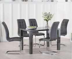 Atlanta 120cm Dark Grey High Gloss Dining Table With Lorin Chairs Atlanta Dining Table Oak Furniture Superstore Small Dining Table