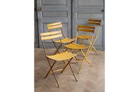 Set Of 4 Vintage French Folding Yellow Wooden Slatted Bistro Garden Chairs Vinterior Garden Chairs Design Garden Chairs Chair