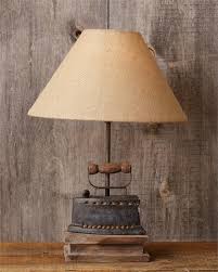 New Primitive Laundry Antique Style Iron Lamp Burlap Shade Electric Table Light Vintage Laundry Room Recycled Lamp Iron Lamp