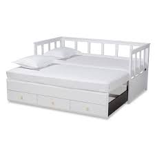 Modern and contemporary twin size platform bed. Baxton Studio Kendra Modern And Contemporary White Finished Expandable Twin Size To King Size Daybed With Storage Drawers Interior Express