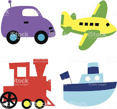 Vector Illustration Of A Whimsical Car Plane Train And Boat Boat Vector Free Vector Art Illustration