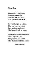 What Is A Simile What Is A Simile Simile Poems Metaphor Poems