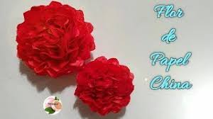 Tomar el papel china y recortar 4 rectángulos … Como Hacer Flor De Papel China O Papel Crepe Youtube