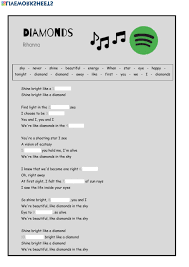 Canzone D Ascolto Diamanti Foglio Di Lavoro Interattivo In 2020 English As A Second Language Esl Songs English As A Second Language