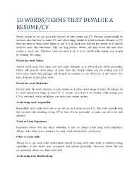 10 words that devalue a resume