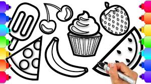 Learn To Draw Food With Glitter And Markers Easy For Kids Glitter Art Glitter Art Printable Coloring Pages Marker Drawing