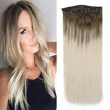 10 Off Sunny Ombre Balayage Clip In Hair Extensions 20 Inch Light Brown Fading To Platinum Blonde Balayage Hair Extensions Clip In Human Hair Full