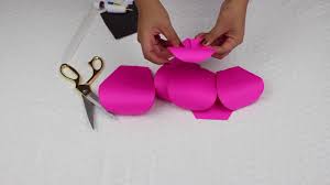 Cut two center pieces and glue to middle of flower. Diy Paper Flower Tutorial Round Petal Template Free Template Youtube
