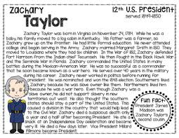 Zachary Taylor Biography Timeline Graphic Organizers Text Based Questions